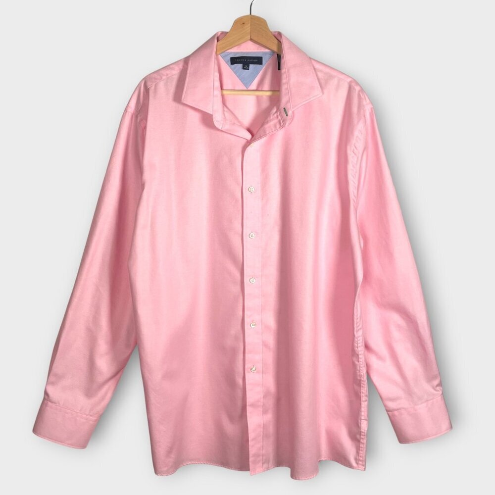 Tommy Hilfiger Dress Shirt 18 34/35 Pink Office Business Casual